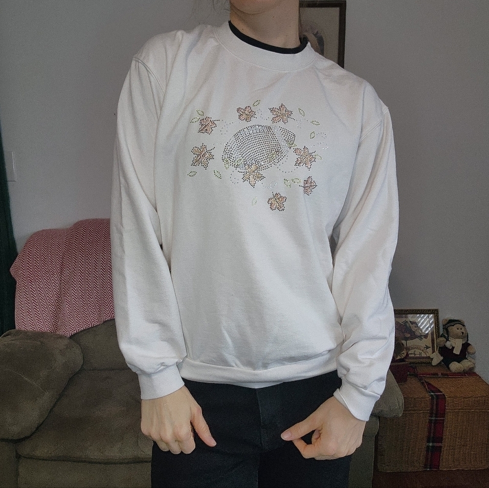 Morning Sun Bedazzled Footbal Crew Nexk Sweater Size Large